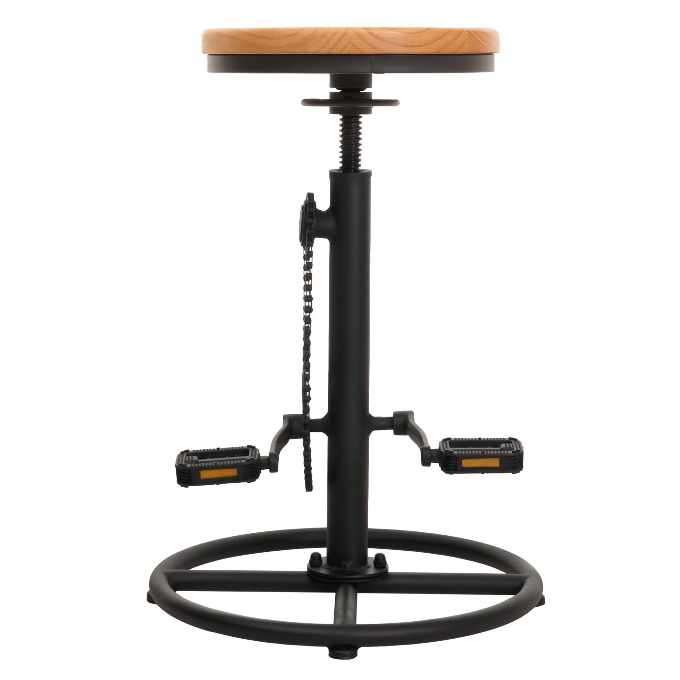 Cosmo Casa - Barkruk - In Hoogte Verstelbaar - Draaibare Voetsteun - Industrieel Metaal & Massief Hout - Naturel