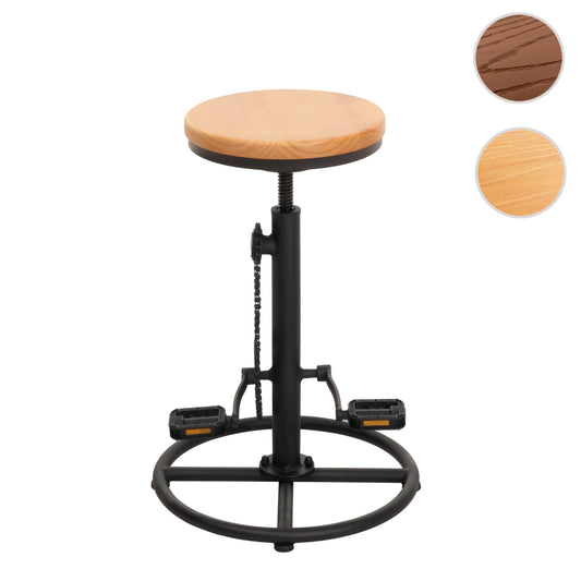 Cosmo Casa - Barkruk - In Hoogte Verstelbaar - Draaibare Voetsteun - Industrieel Metaal & Massief Hout - Naturel