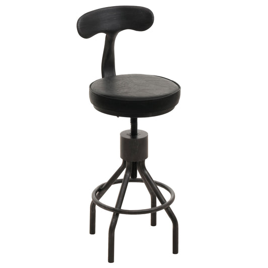 Cosmo Casa - Set van 2 Barkrukken - In Hoogte Verstelbaar - Draaibare Voetsteun - Industrieel Staal & Kunstleer - Zwart