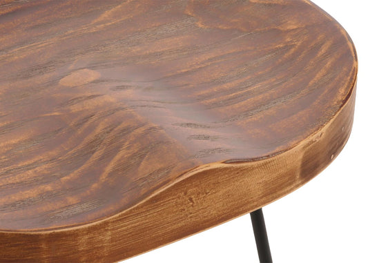 Cosmo Casa - Barkruk - Keukenkruk - Voetsteun - Industrieel Metaal & Massief Hout - 3D Structuur - Bruin