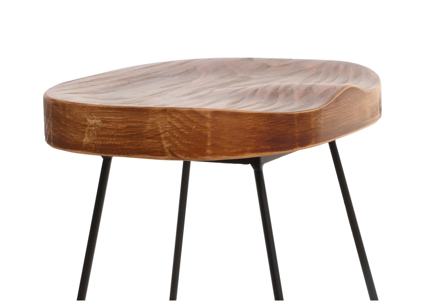 Cosmo Casa - Barkruk - Keukenkruk - Voetsteun - Industrieel Metaal & Massief Hout - 3D Structuur - Bruin