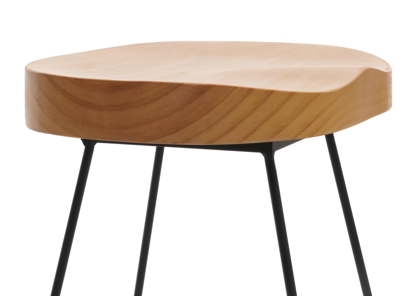 Cosmo Casa - Barkruk - Keukenkruk - Voetsteun - Industrieel Metaal & Massief Hout - 3D Structuur - Naturel