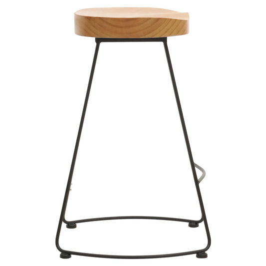 Cosmo Casa - Barkruk - Keukenkruk - Voetsteun - Industrieel Metaal & Massief Hout - 3D Structuur - Naturel