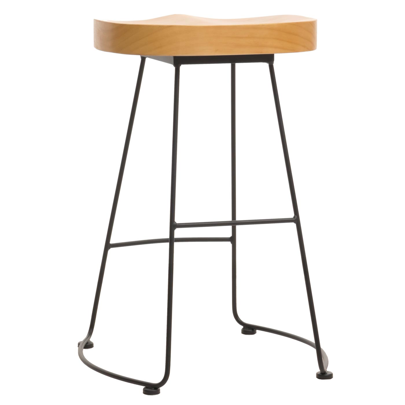 Cosmo Casa - Barkruk - Keukenkruk - Voetsteun - Industrieel Metaal & Massief Hout - 3D Structuur - Naturel