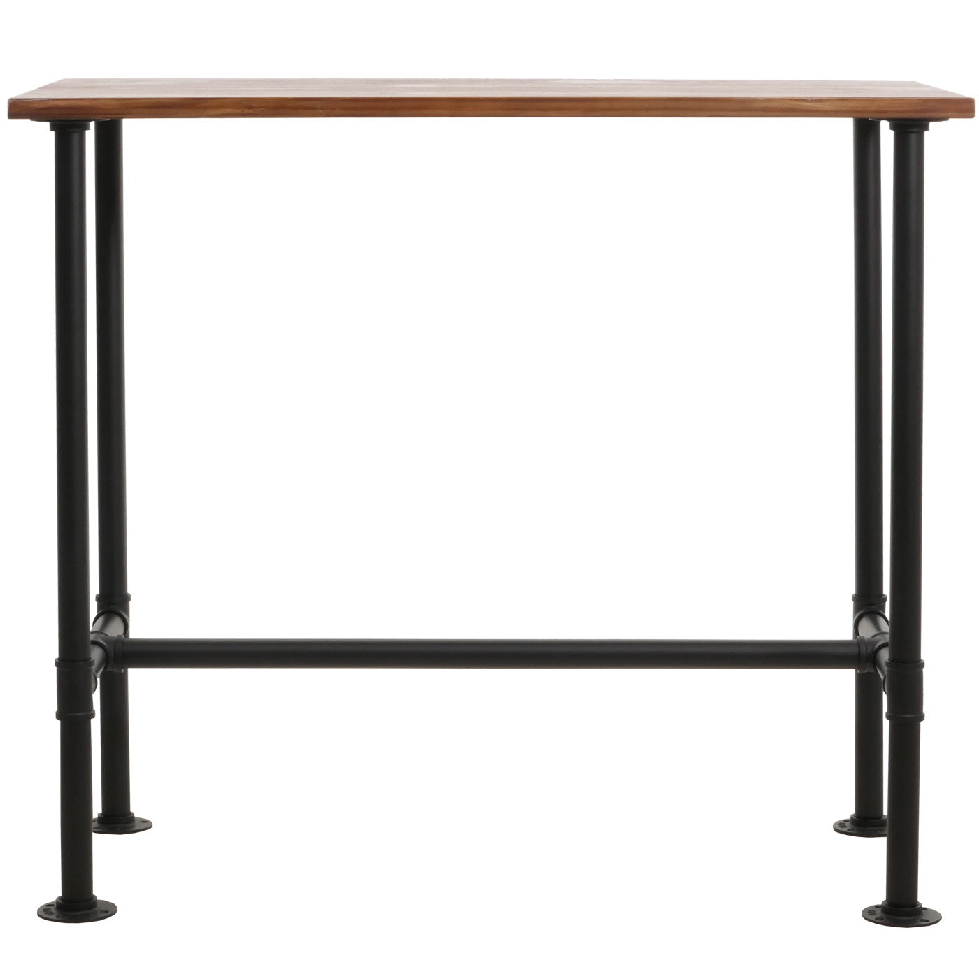 Cosmo Casa - Bartafel - Countertafel - Bistrotafel - Voetsteun - Industrieel Metaal & Massief Grenenhout - 108x120x61 cm - Bruin