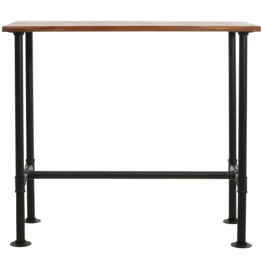 Cosmo Casa - Bartafel - Countertafel - Bistrotafel - Voetsteun - Industrieel Metaal & Massief Grenenhout - 108x120x61 cm - Bruin