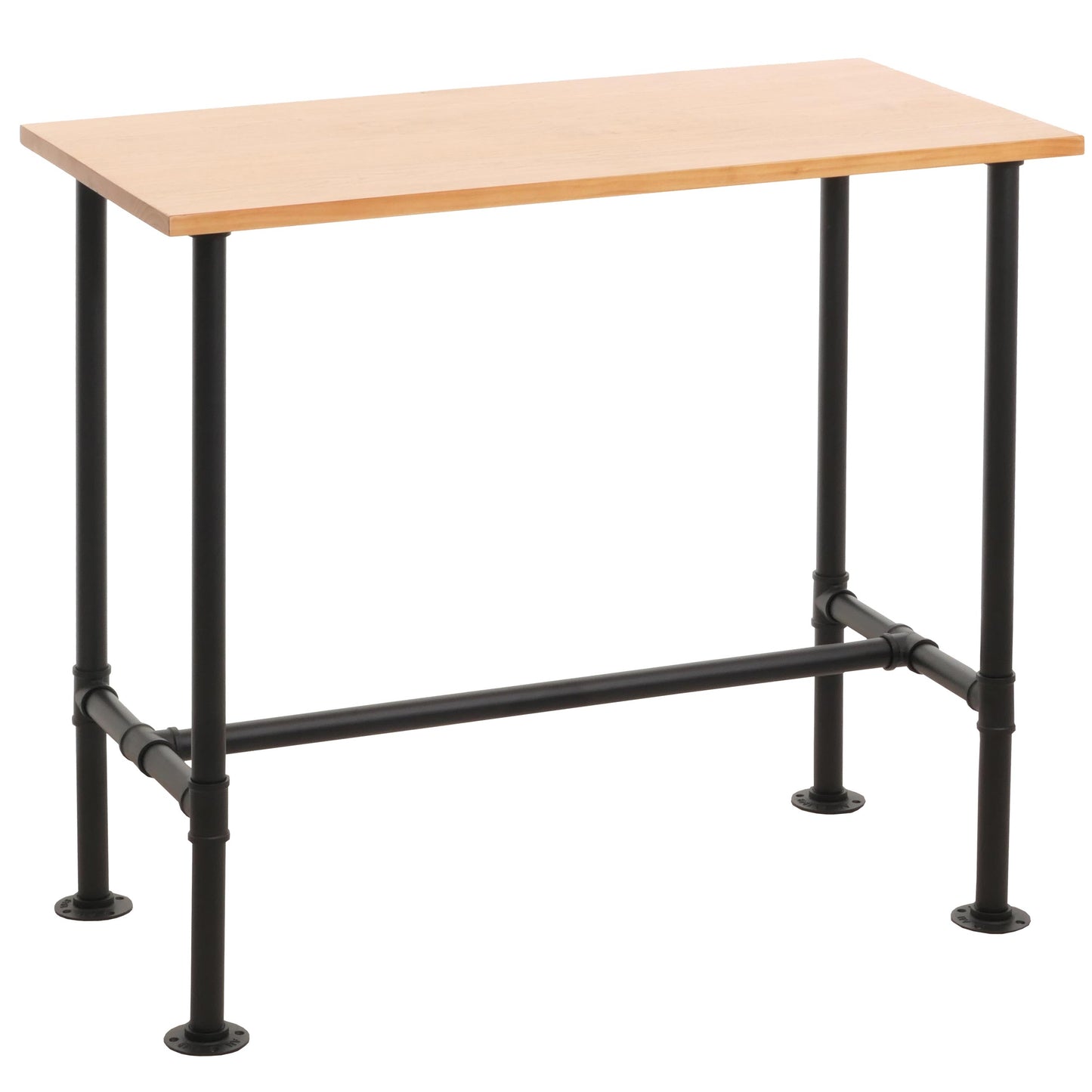 Cosmo Casa - Bartafel - Countertafel - Bistrotafel - Voetsteun - Industrieel Metaal & Massief Grenenhout - 108x120x61 cm - Naturel