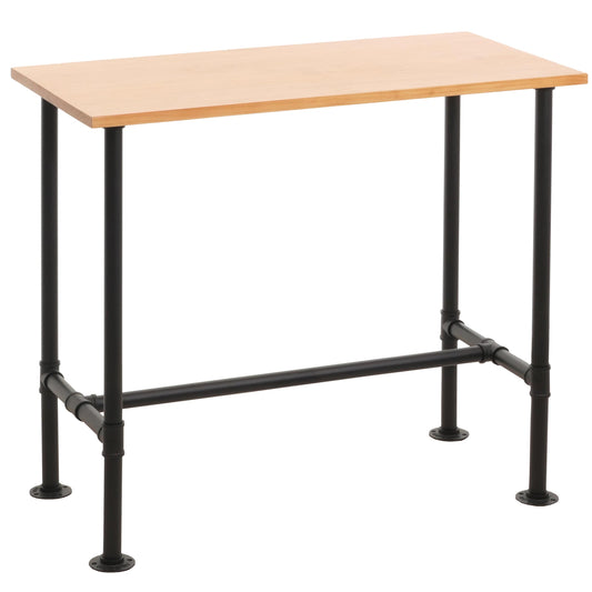 Cosmo Casa - Bartafel - Countertafel - Bistrotafel - Voetsteun - Industrieel Metaal & Massief Grenenhout - 108x120x61 cm - Naturel