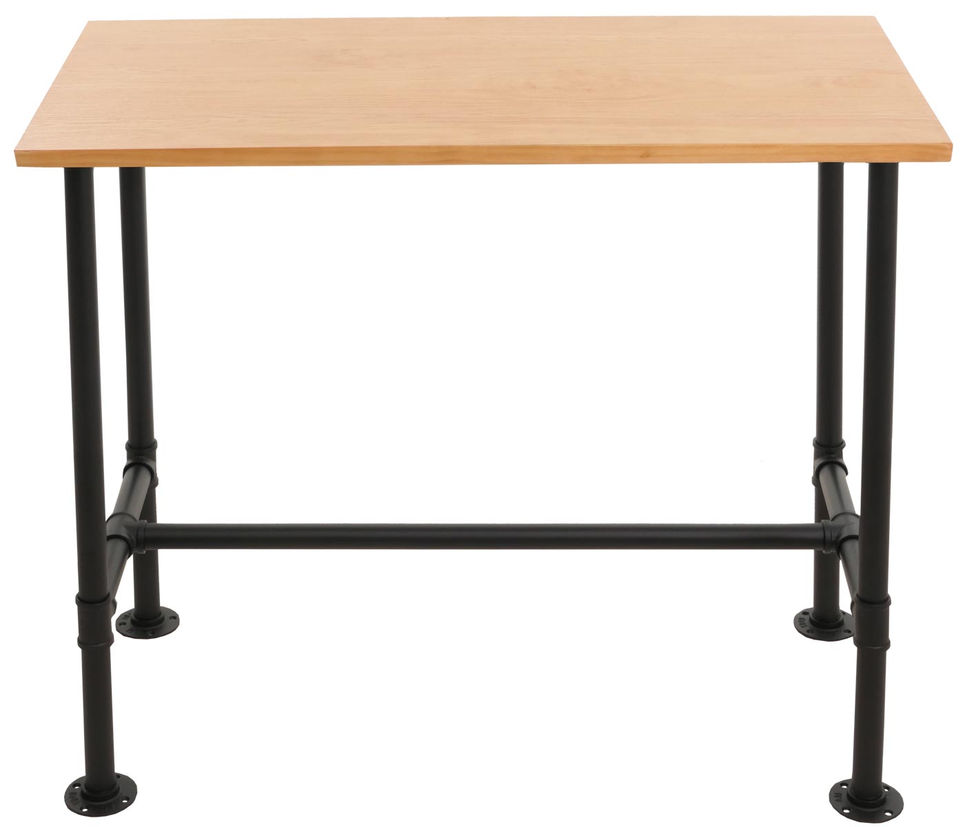 Cosmo Casa - Bartafel - Countertafel - Bistrotafel - Voetsteun - Industrieel Metaal & Massief Grenenhout - 108x120x61 cm - Naturel