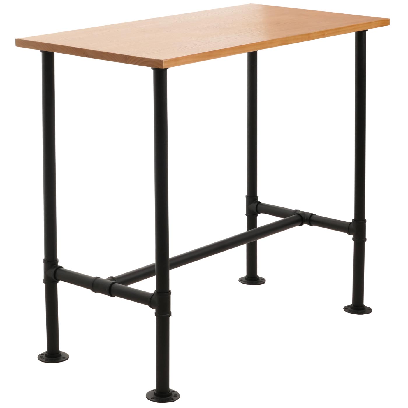 Cosmo Casa - Bartafel - Countertafel - Bistrotafel - Voetsteun - Industrieel Metaal & Massief Grenenhout - 108x120x61 cm - Naturel