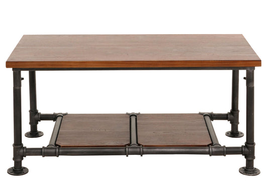 Cosmo Casa - Salontafel - Industrieel Woonkamer Bijzettafel - Massief Hout & Metaal - 48x100x50 cm - Bruin
