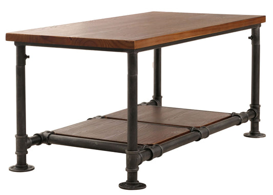 Cosmo Casa - Salontafel - Industrieel Woonkamer Bijzettafel - Massief Hout & Metaal - 48x100x50 cm - Bruin