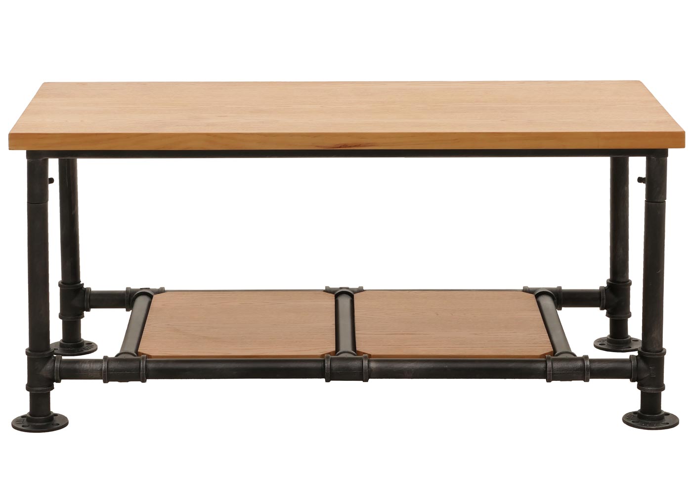 Cosmo Casa - Salontafel - Industrieel Woonkamer Bijzettafel - Massief Hout & Metaal - 48x100x50 cm - Naturel