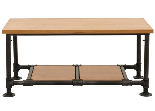 Cosmo Casa - Salontafel - Industrieel Woonkamer Bijzettafel - Massief Hout & Metaal - 48x100x50 cm - Naturel