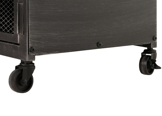 Cosmo Casa - Salontafel met Wielen - 2 Compartimenten - 3D Structuur - Industrieel Retro Metaal & Hout - 45x120x60 cm - Zwart, Bruin