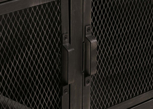 Cosmo Casa - Salontafel met Wielen - 2 Compartimenten - 3D Structuur - Industrieel Retro Metaal & Hout - 45x120x60 cm - Zwart, Naturel