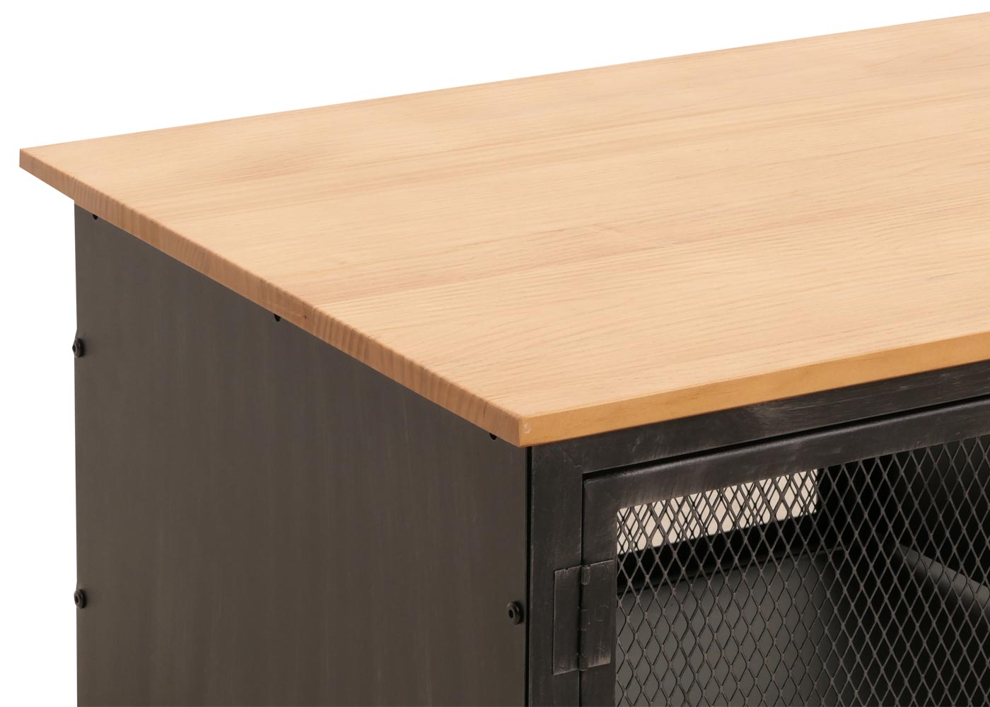 Cosmo Casa - Salontafel met Wielen - 2 Compartimenten - 3D Structuur - Industrieel Retro Metaal & Hout - 45x120x60 cm - Zwart, Naturel