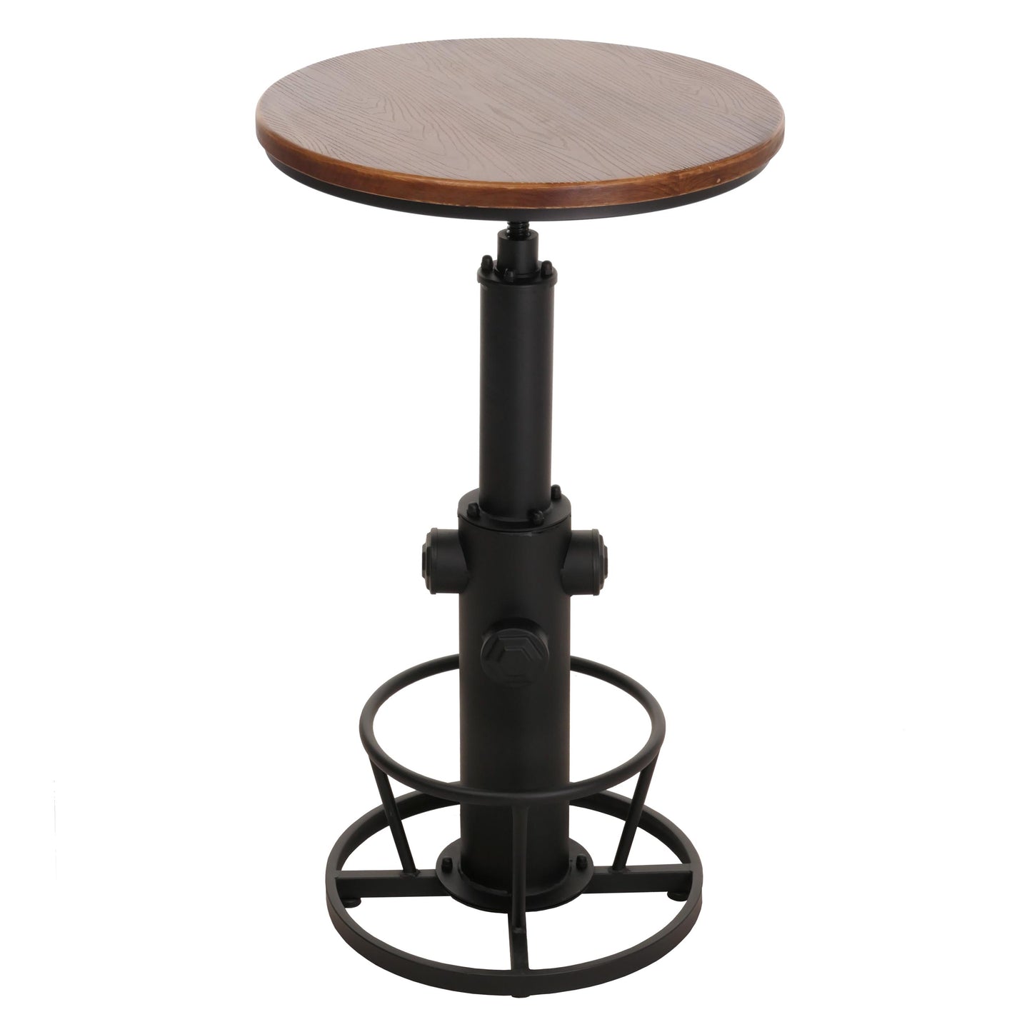 Cosmo Casa - Bartafel - Bistrotafel - In Hoogte Verstelbaar - Draaibare Voetsteun - Industrieel Massief Hout - 61 cm - Bruin