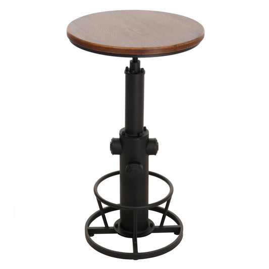 Cosmo Casa - Bartafel - Bistrotafel - In Hoogte Verstelbaar - Draaibare Voetsteun - Industrieel Massief Hout - 61 cm - Bruin