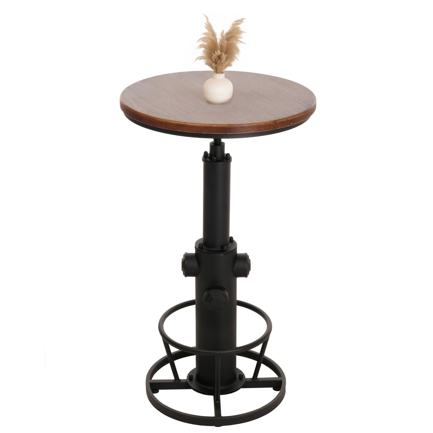 Cosmo Casa - Bartafel - Bistrotafel - In Hoogte Verstelbaar - Draaibare Voetsteun - Industrieel Massief Hout - 61 cm - Bruin