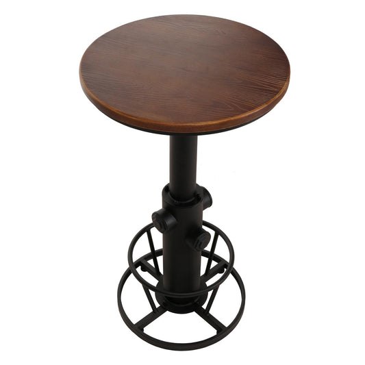 Cosmo Casa - Bartafel - Bistrotafel - In Hoogte Verstelbaar - Draaibare Voetsteun - Industrieel Massief Hout - 61 cm - Bruin