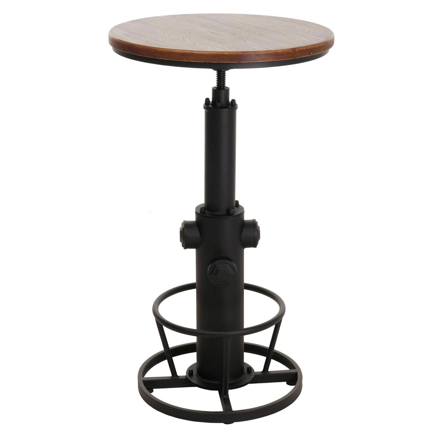 Cosmo Casa - Bartafel - Bistrotafel - In Hoogte Verstelbaar - Draaibare Voetsteun - Industrieel Massief Hout - 61 cm - Bruin