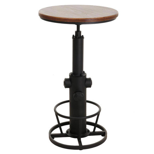 Cosmo Casa - Bartafel - Bistrotafel - In Hoogte Verstelbaar - Draaibare Voetsteun - Industrieel Massief Hout - 61 cm - Bruin