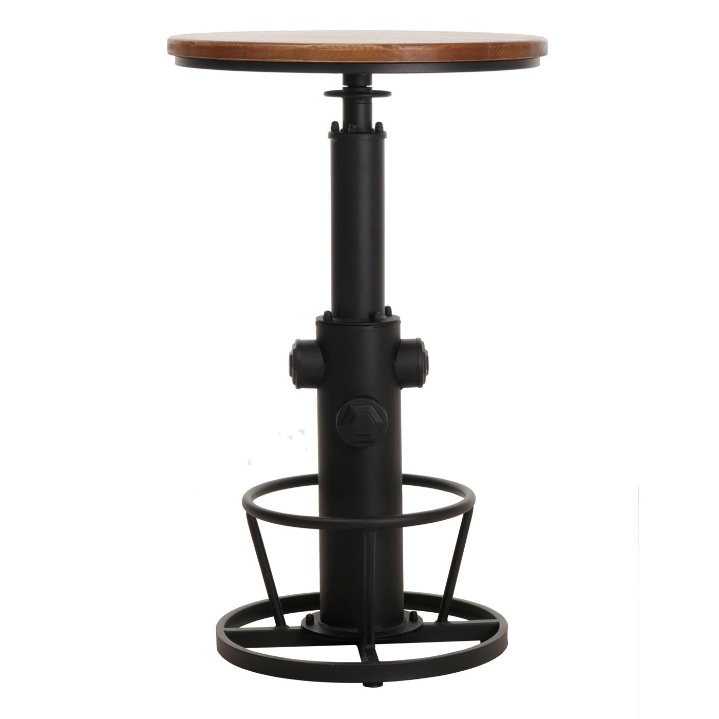 Cosmo Casa - Bartafel - Bistrotafel - In Hoogte Verstelbaar - Draaibare Voetsteun - Industrieel Massief Hout - 61 cm - Bruin