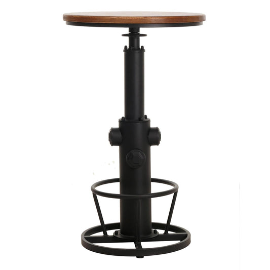 Cosmo Casa - Bartafel - Bistrotafel - In Hoogte Verstelbaar - Draaibare Voetsteun - Industrieel Massief Hout - 61 cm - Bruin