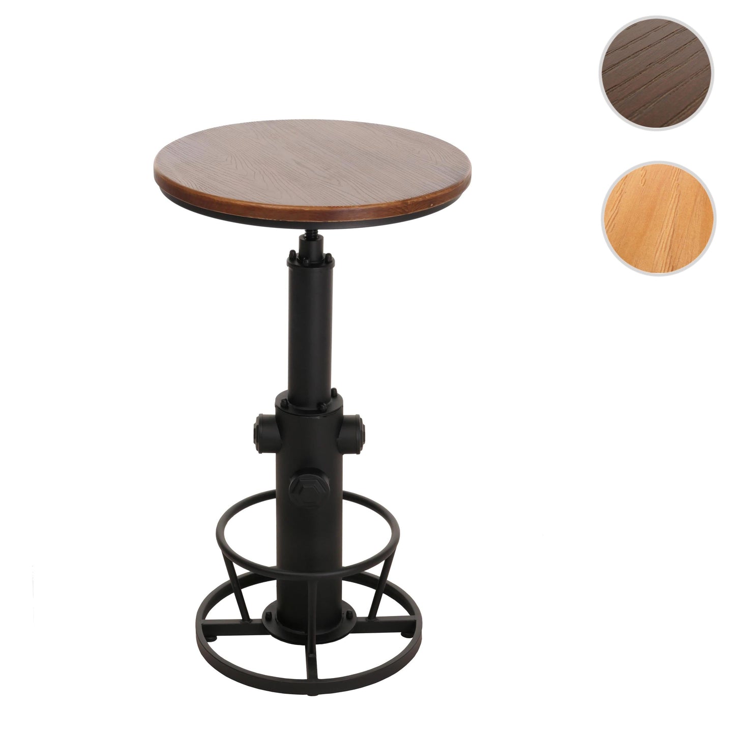 Cosmo Casa - Bartafel - Bistrotafel - In Hoogte Verstelbaar - Draaibare Voetsteun - Industrieel Massief Hout - 61 cm - Bruin