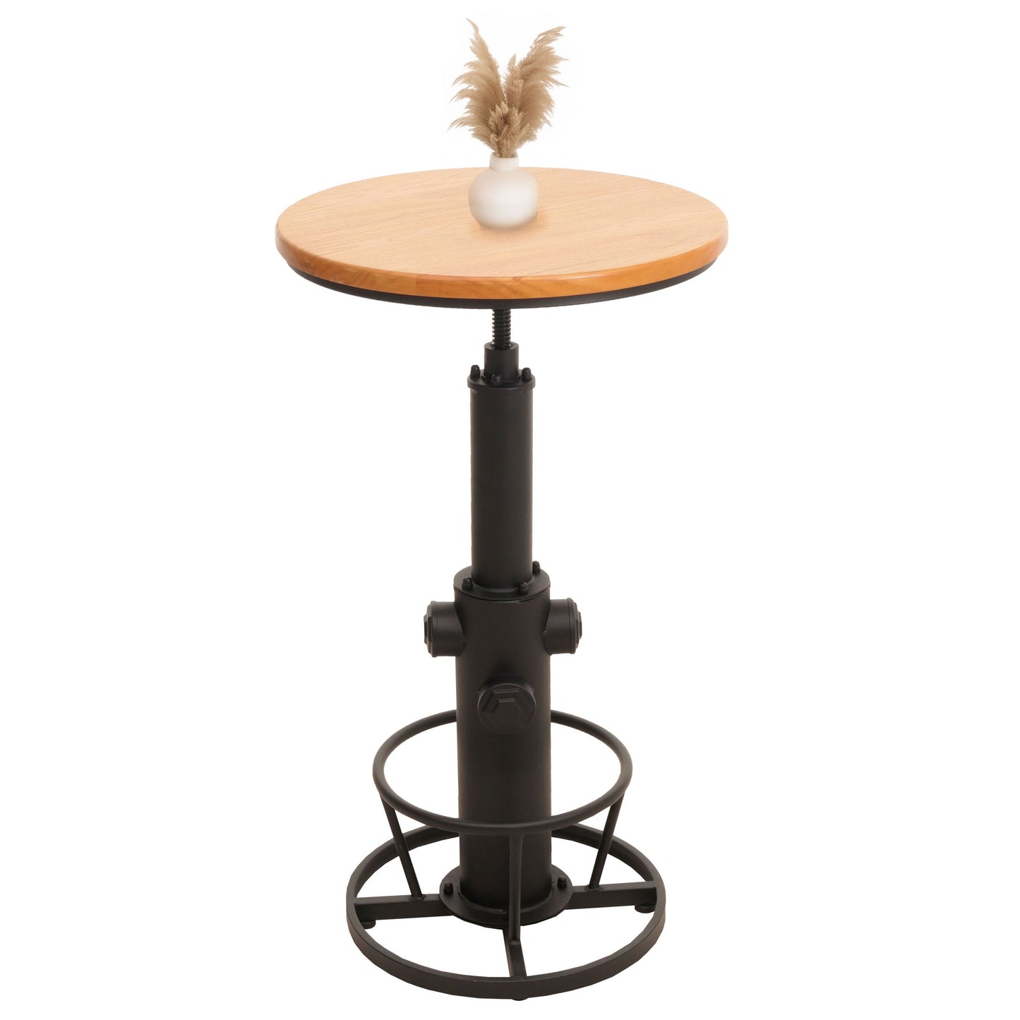 Cosmo Casa - Bartafel - Bistrotafel - In Hoogte Verstelbaar - Draaibare Voetsteun - Industrieel Massief Hout - 61 cm - Naturel