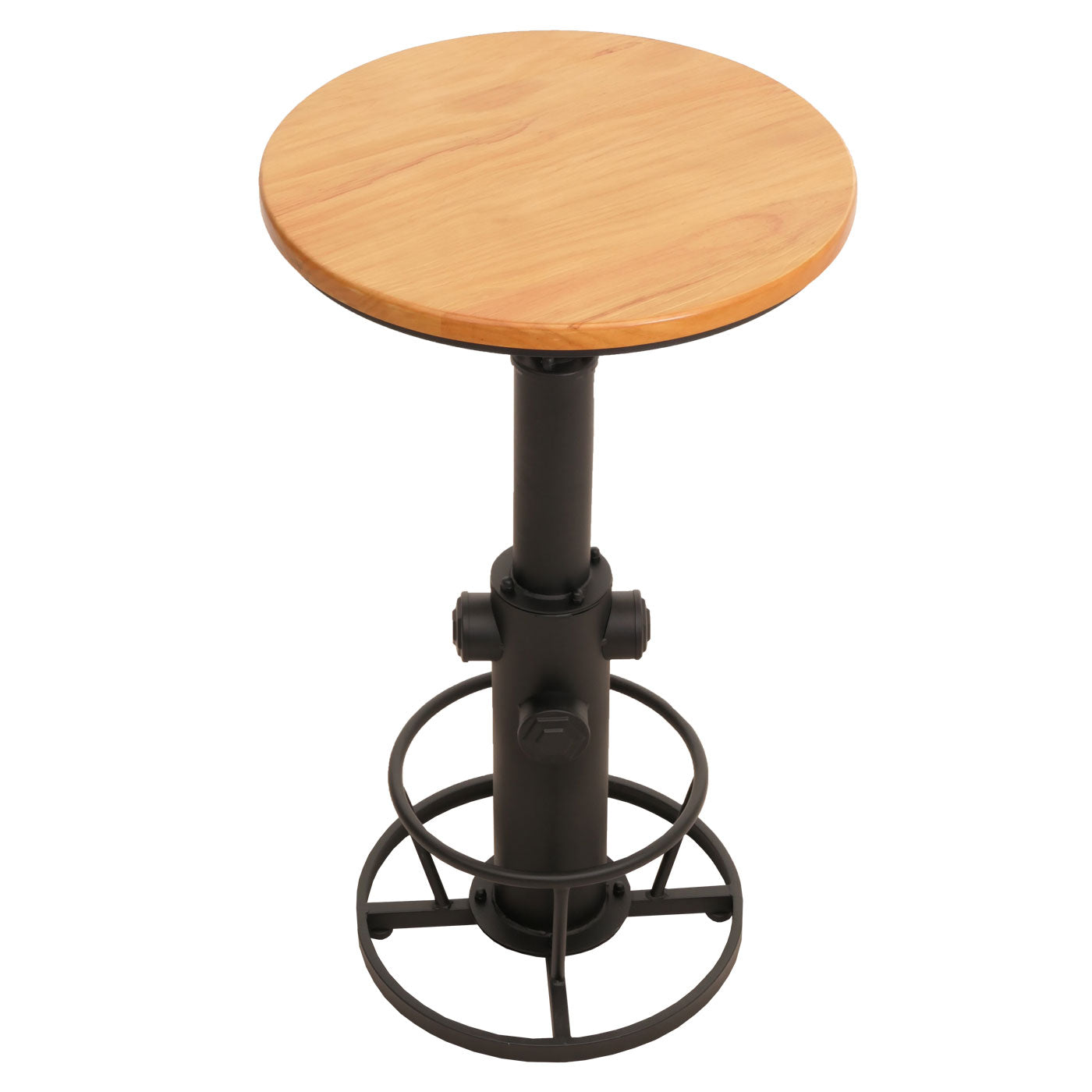 Cosmo Casa - Bartafel - Bistrotafel - In Hoogte Verstelbaar - Draaibare Voetsteun - Industrieel Massief Hout - 61 cm - Naturel