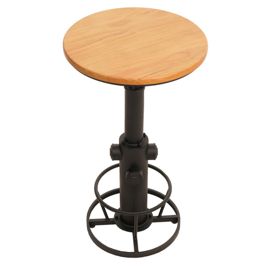 Cosmo Casa - Bartafel - Bistrotafel - In Hoogte Verstelbaar - Draaibare Voetsteun - Industrieel Massief Hout - 61 cm - Naturel