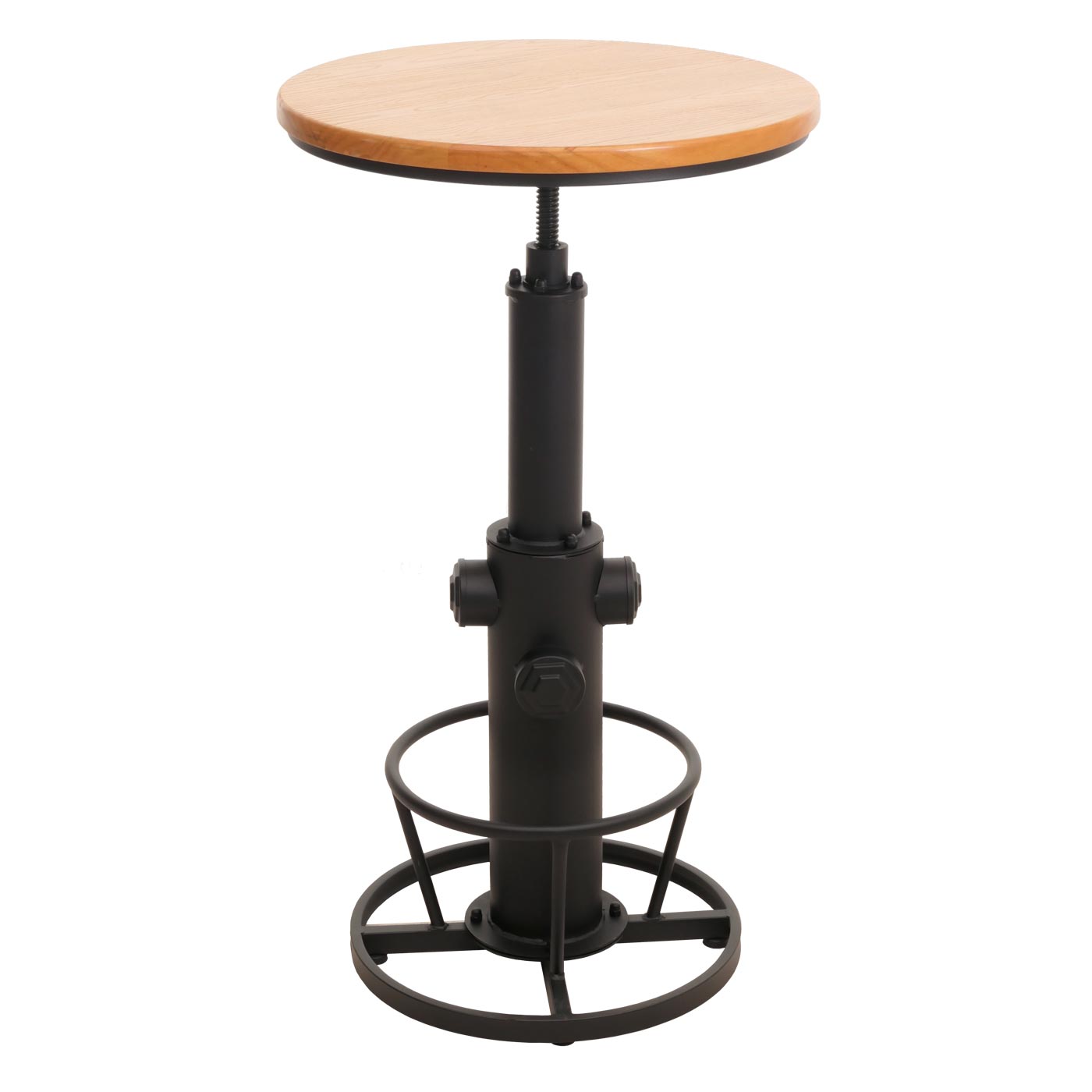 Cosmo Casa - Bartafel - Bistrotafel - In Hoogte Verstelbaar - Draaibare Voetsteun - Industrieel Massief Hout - 61 cm - Naturel