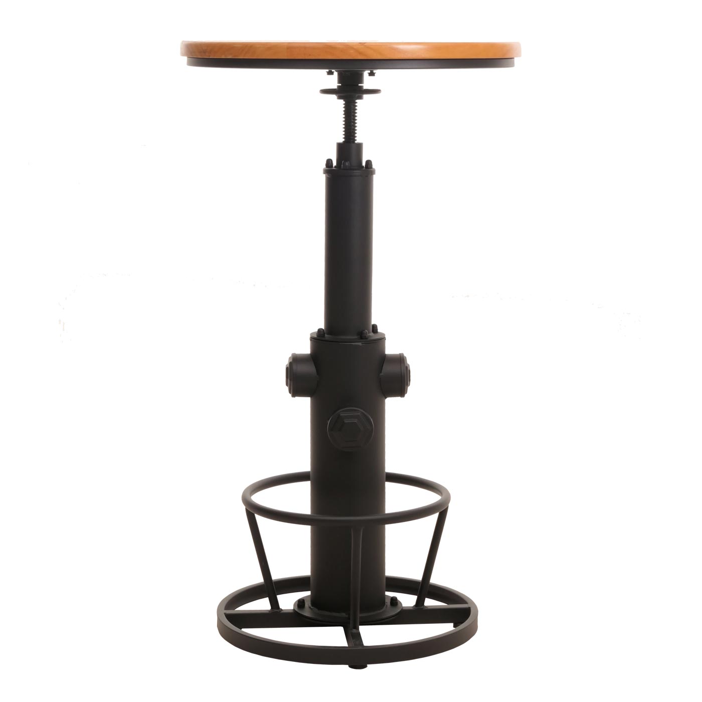 Cosmo Casa - Bartafel - Bistrotafel - In Hoogte Verstelbaar - Draaibare Voetsteun - Industrieel Massief Hout - 61 cm - Naturel