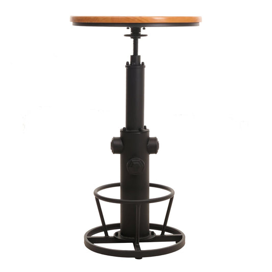 Cosmo Casa - Bartafel - Bistrotafel - In Hoogte Verstelbaar - Draaibare Voetsteun - Industrieel Massief Hout - 61 cm - Naturel