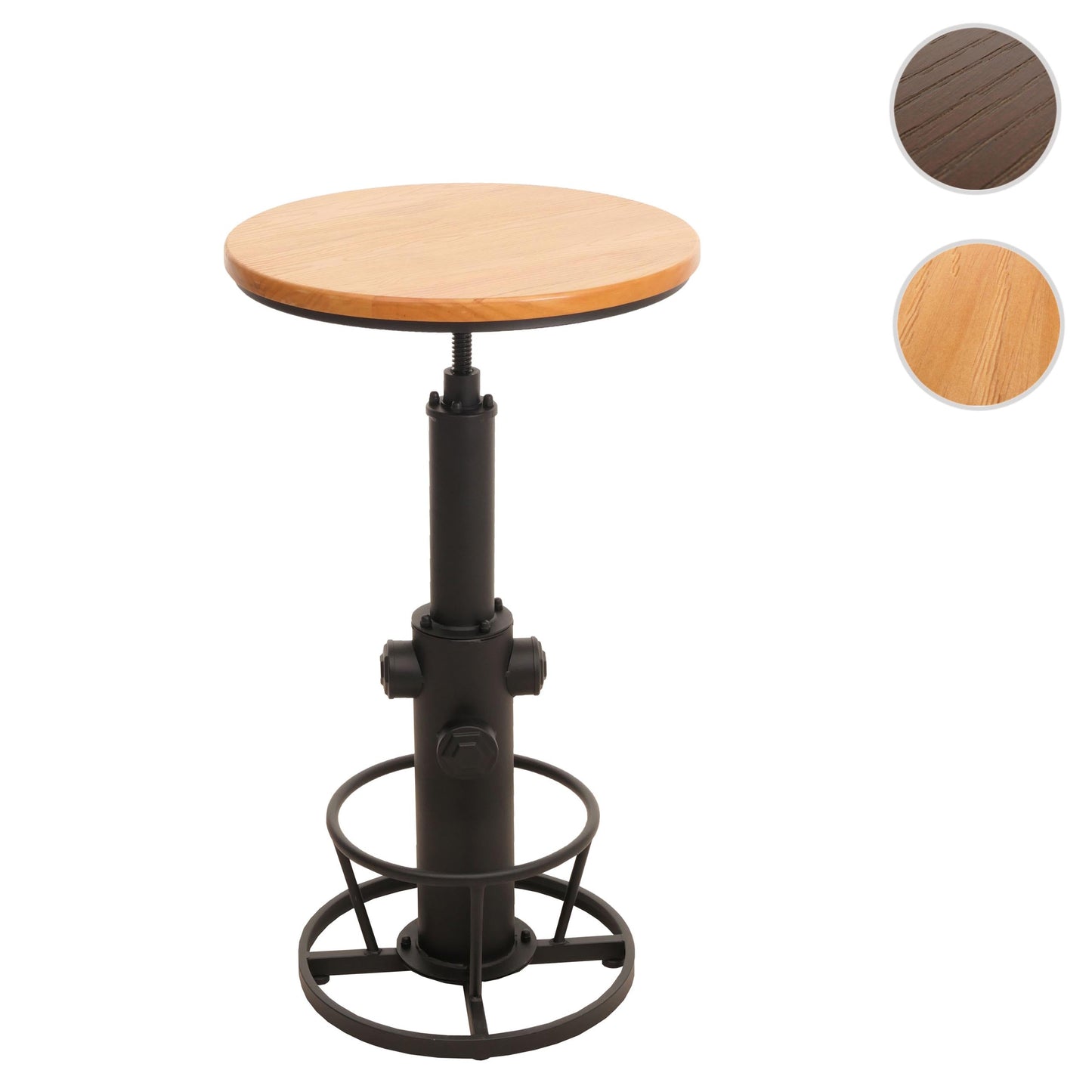 Cosmo Casa - Bartafel - Bistrotafel - In Hoogte Verstelbaar - Draaibare Voetsteun - Industrieel Massief Hout - 61 cm - Naturel