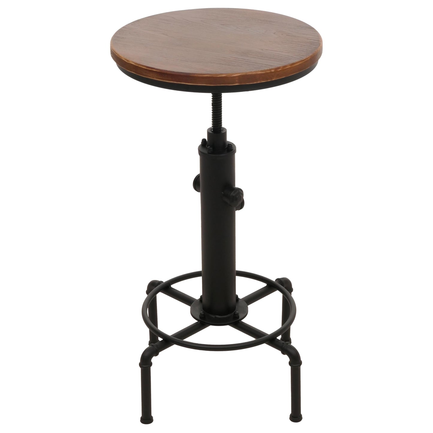 Cosmo Casa - Bartafel - Bistrotafel - In Hoogte Verstelbaar - Draaibare Voetsteun - Industrieel Ijzer & Massief Hout - 50 cm - Bruin