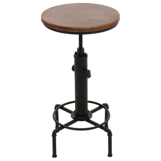 Cosmo Casa - Bartafel - Bistrotafel - In Hoogte Verstelbaar - Draaibare Voetsteun - Industrieel Ijzer & Massief Hout - 50 cm - Bruin