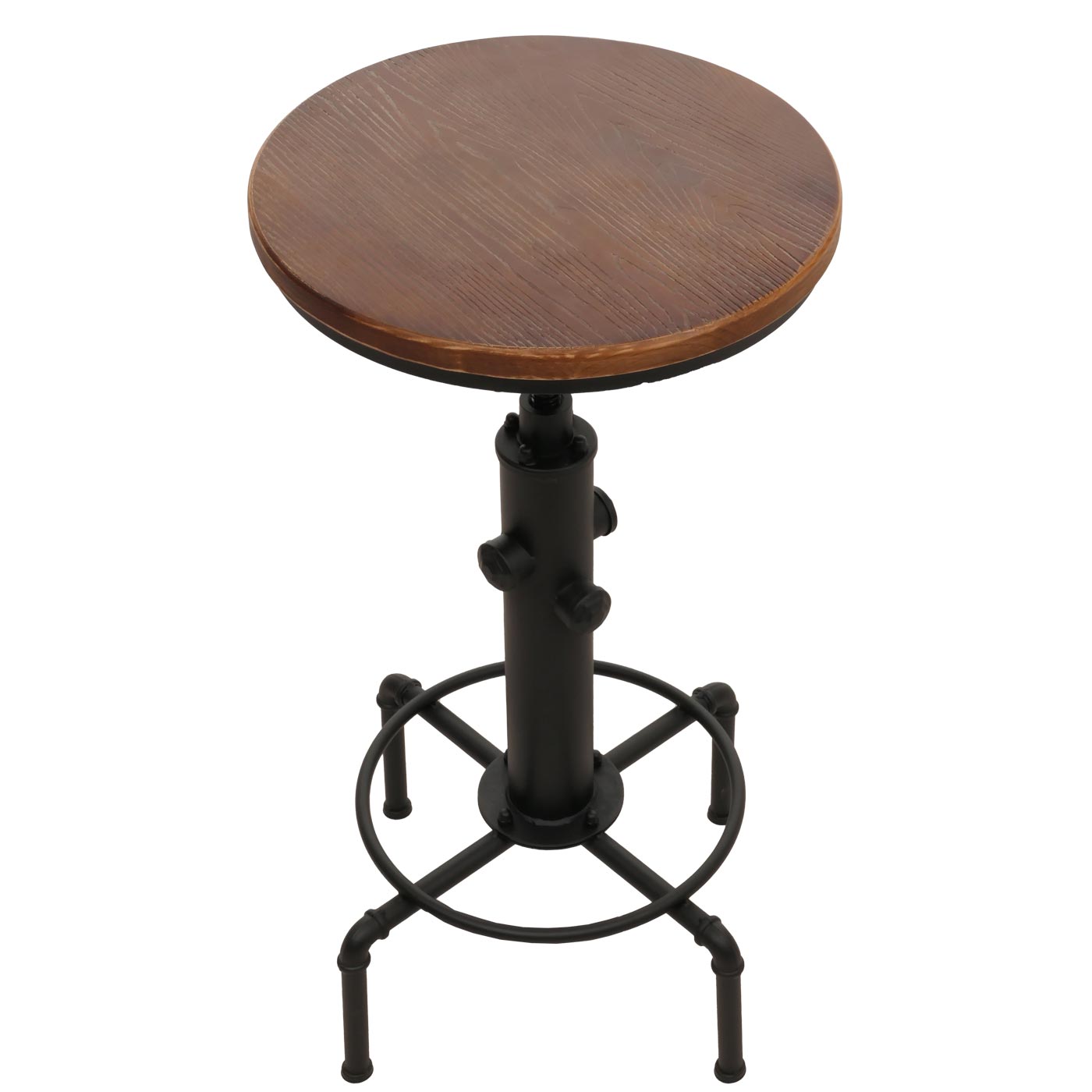 Cosmo Casa - Bartafel - Bistrotafel - In Hoogte Verstelbaar - Draaibare Voetsteun - Industrieel Ijzer & Massief Hout - 50 cm - Bruin