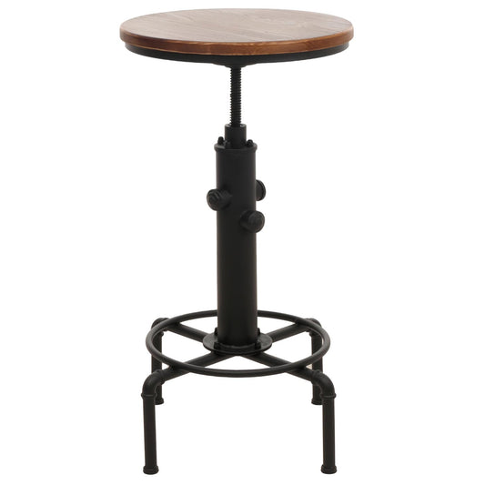 Cosmo Casa - Bartafel - Bistrotafel - In Hoogte Verstelbaar - Draaibare Voetsteun - Industrieel Ijzer & Massief Hout - 50 cm - Bruin