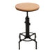 Cosmo Casa - Bartafel - Bistrotafel - In Hoogte Verstelbaar - Draaibare Voetsteun - Industrieel Ijzer & Massief Hout - 50 cm - Naturel