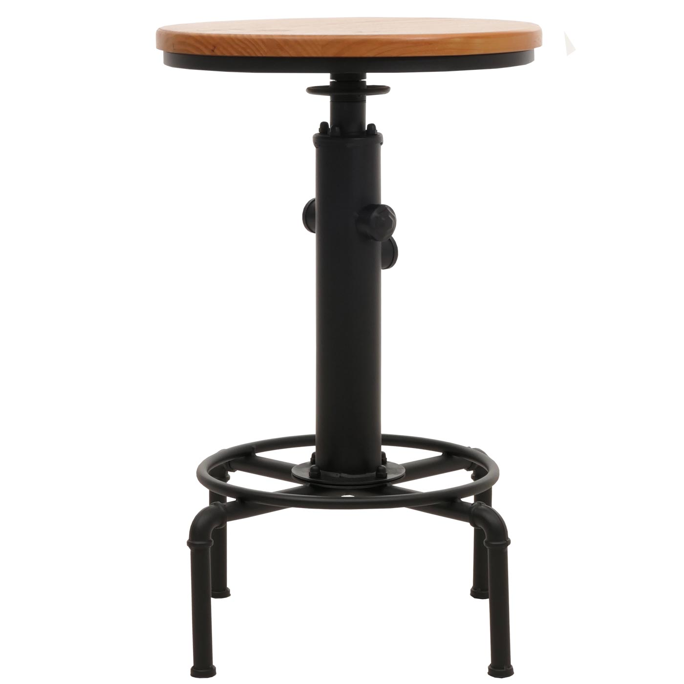 Cosmo Casa - Bartafel - Bistrotafel - In Hoogte Verstelbaar - Draaibare Voetsteun - Industrieel Ijzer & Massief Hout - 50 cm - Naturel