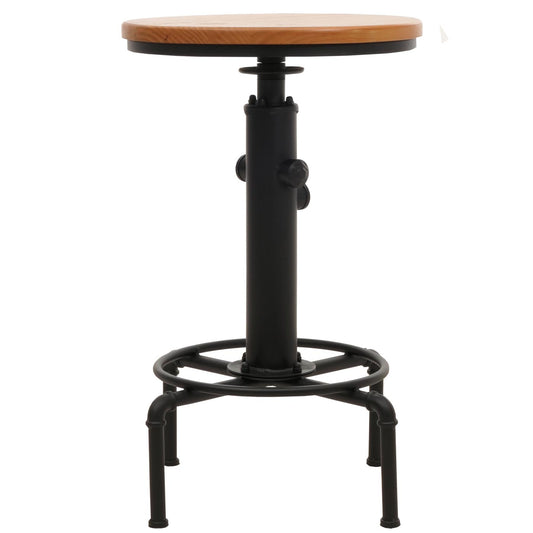 Cosmo Casa - Bartafel - Bistrotafel - In Hoogte Verstelbaar - Draaibare Voetsteun - Industrieel Ijzer & Massief Hout - 50 cm - Naturel