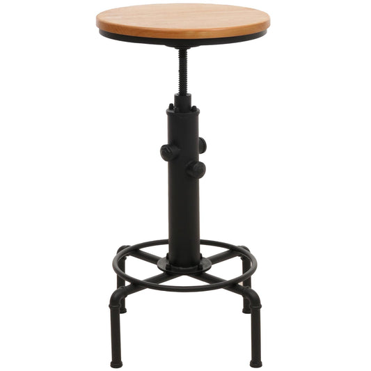 Cosmo Casa - Bartafel - Bistrotafel - In Hoogte Verstelbaar - Draaibare Voetsteun - Industrieel Ijzer & Massief Hout - 50 cm - Naturel