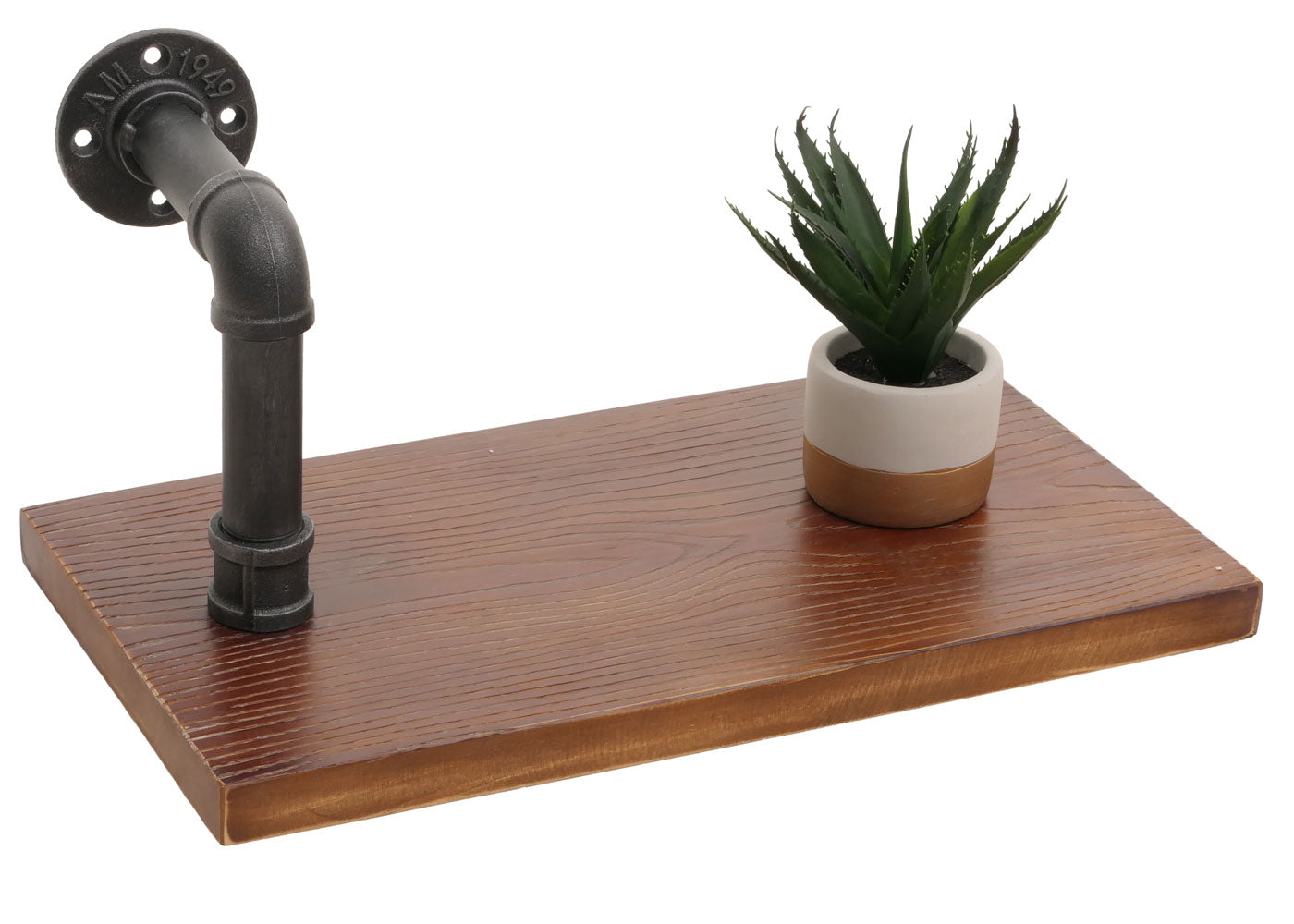 Cosmo Casa - Set van 2 Wandplanken - Hangende Boekenplank - 3D Structuur - Industrieel Staal & Massief Hout - 29x45x25 cm - Bruin
