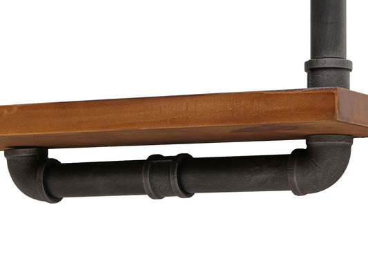 Cosmo Casa - Set van 2 Wandplanken - Hangende Boekenplank - 3D Structuur - Industrieel Staal & Massief Hout - 29x45x25 cm - Bruin