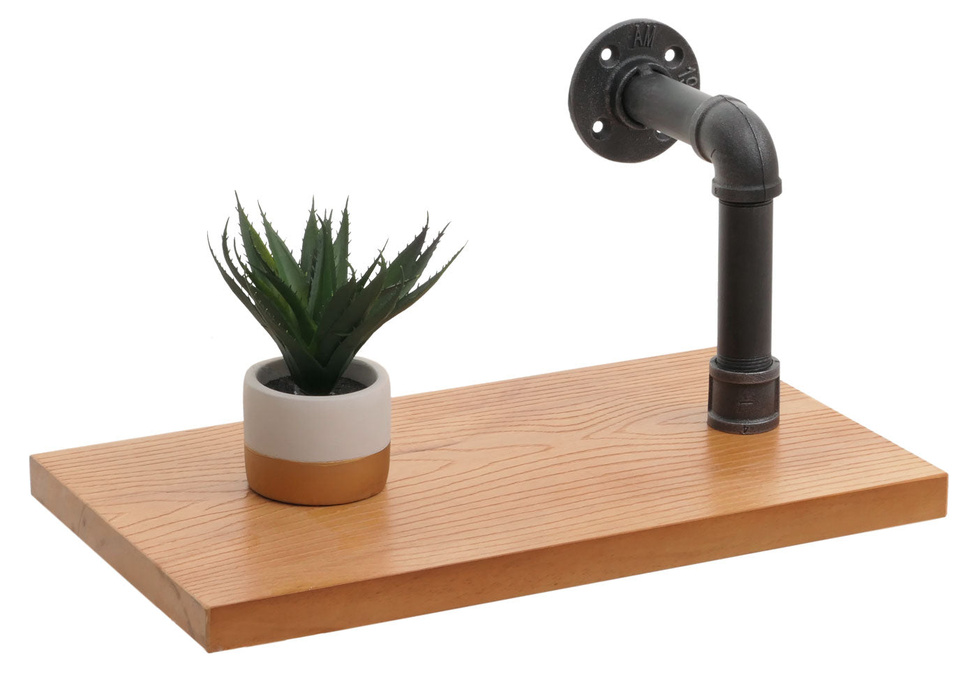 Cosmo Casa - Set van 2 Wandplanken - Hangende Boekenplank - 3D Structuur - Industrieel Staal & Massief Hout - 29x45x25 cm - Naturel