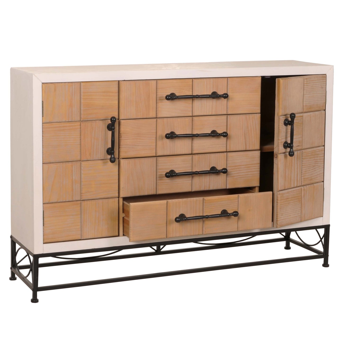 Cosmo Casa - Ladekast - Kast - Dressoir Highboard met Deuren en Lade - Massief MDF Hout - 92x140x42cm