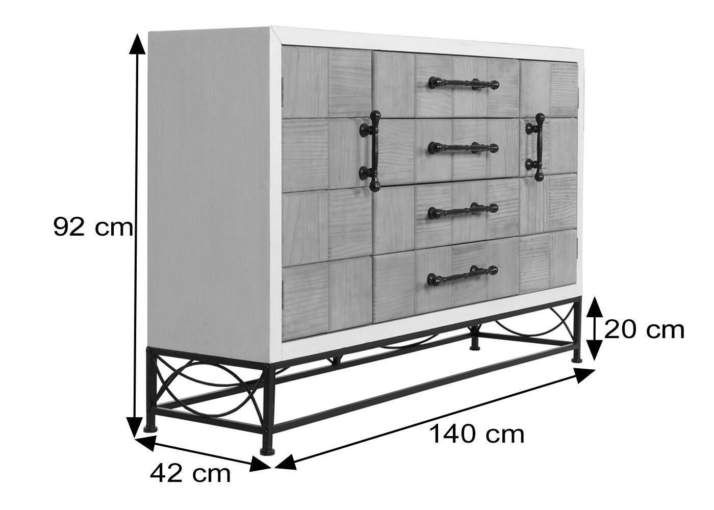 Cosmo Casa - Ladekast - Kast - Dressoir Highboard met Deuren en Lade - Massief MDF Hout - 92x140x42cm